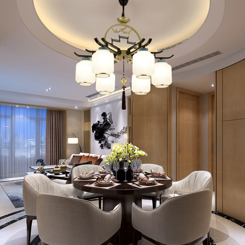 新中式吊灯客厅中国风古典禅意餐厅灯商铺酒店房间别墅复式大吊灯