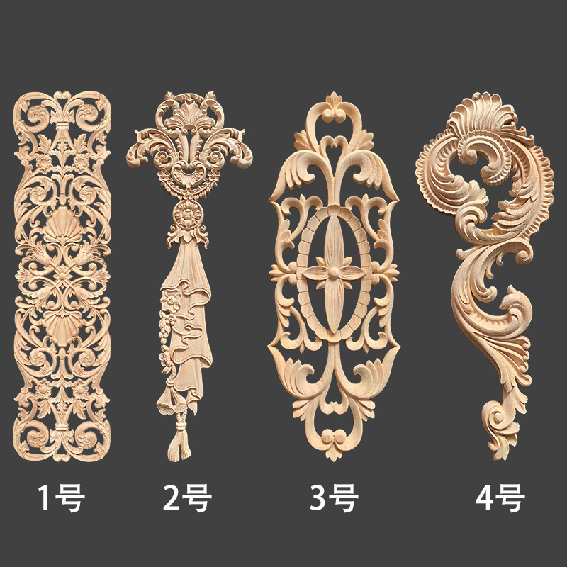 东阳木雕实木欧式贴花客厅背景墙装饰镂空雕花角花法式婚礼摆件