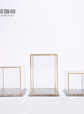 长方形透明玻璃罩摆件中式轻奢样板房软装饰品展示柜工艺品防尘罩