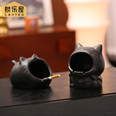 招财猫烟灰缸桌面创意摆件办公室前台防飞灰家居客厅茶几装 饰礼物