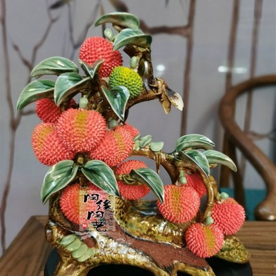 陶瓷工艺品 石湾公仔 荔枝摆件 满堂红