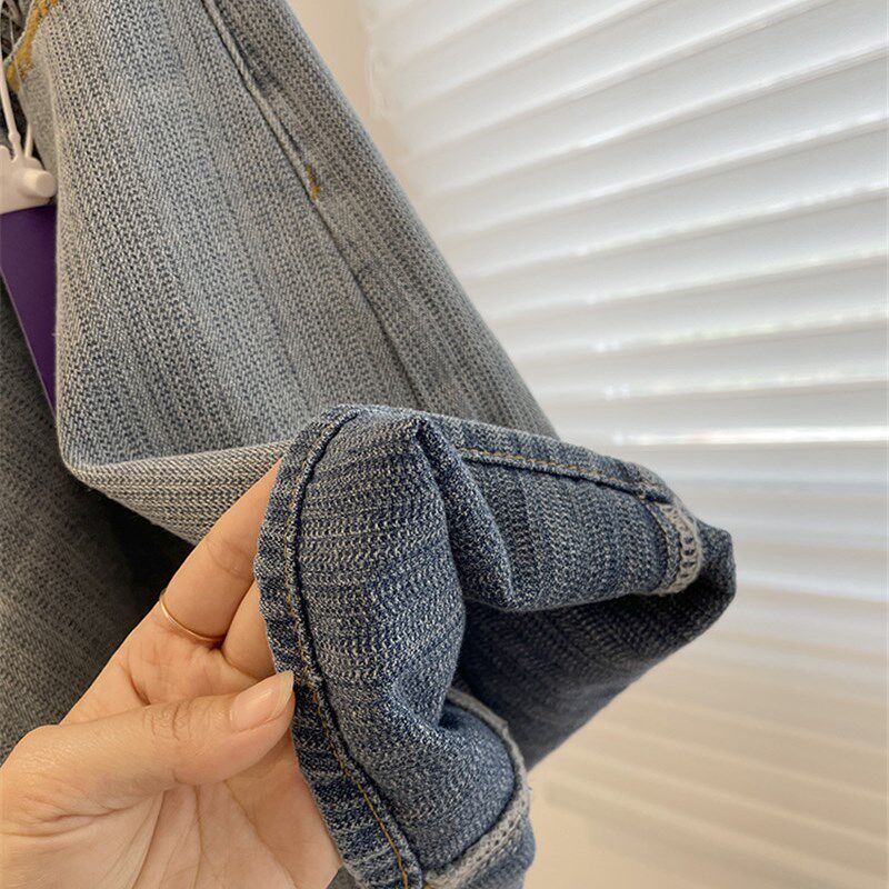 复古蓝高腰牛仔短裤女!夏季百搭显瘦直筒休闲中裤阔腿五分裤学生