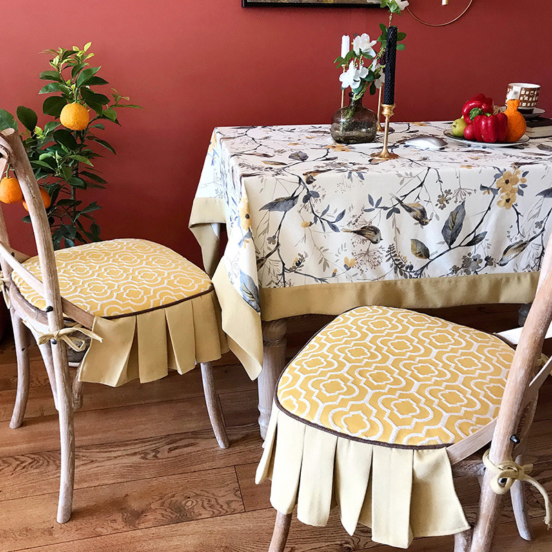 黄色美式欧式椅垫轻奢餐桌椅套凳子垫布艺坐垫屁垫透气可拆洗定制