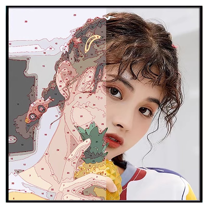 油彩数字油画定制照片手绘diy填色人像画来图定做丙烯涂色装饰画图片