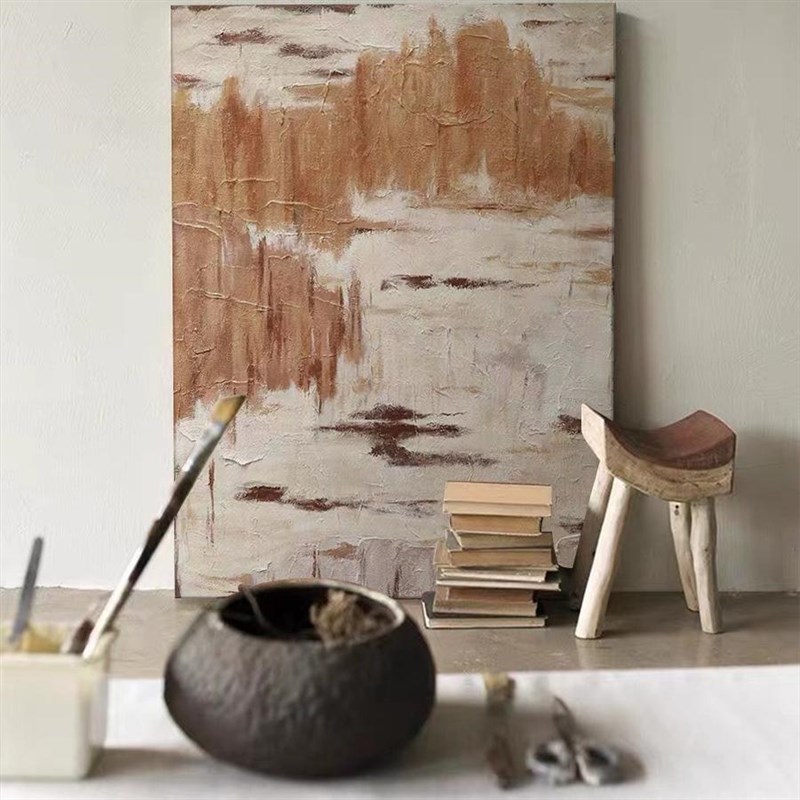 《梦境》抽象画日式客厅玄关肌理质感侘寂立体装饰画图片