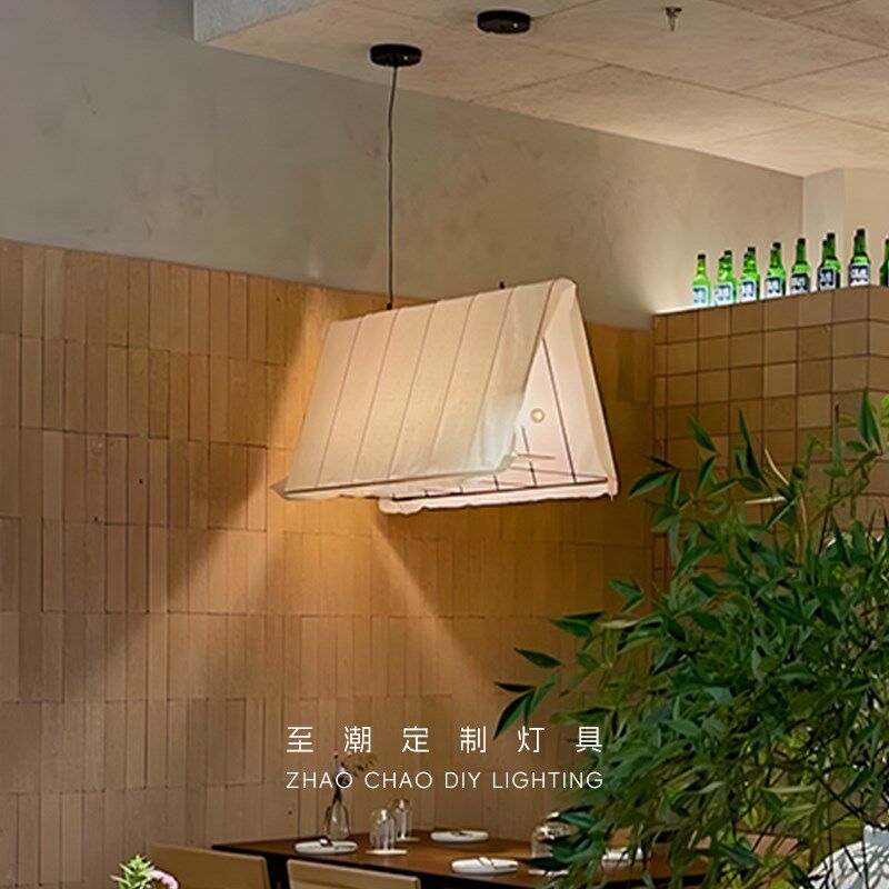 日式复古吊灯餐桌设计师侘寂风复古咖啡馆餐饮长方形氛围中古风灯