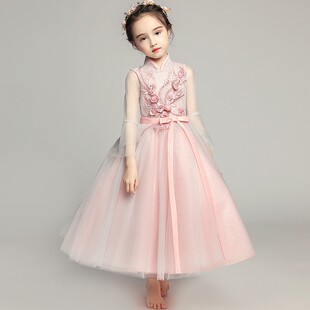 公主裙女童晚礼服中国风儿童礼服古筝演出服模特走秀婚纱裙蓬蓬冬
