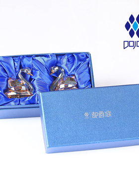 水晶天鹅摆件一对结婚礼物送新人寓意好的情侣摆件婚房酒柜装饰品