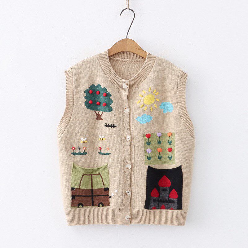 胖女童针织马甲春秋新款加肥加大胖女孩子女大童毛线背心宽松开衫