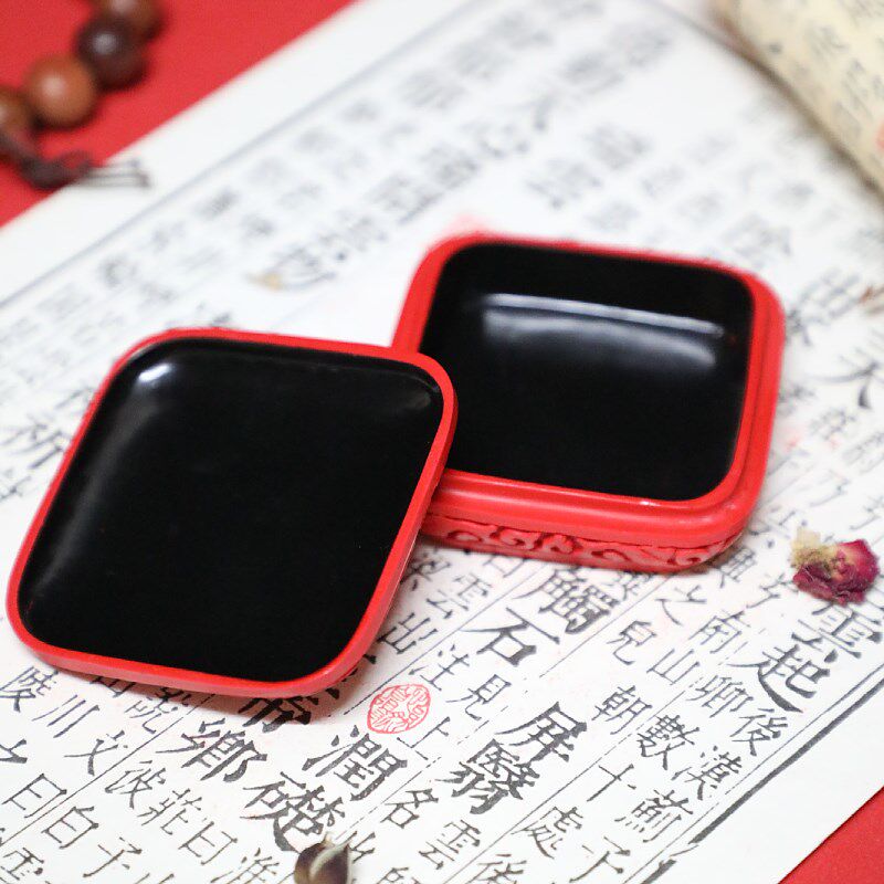 北京雕漆粉盒剔红漆器名片盒桌面办公摆件卡片收纳盒男女士首饰盒