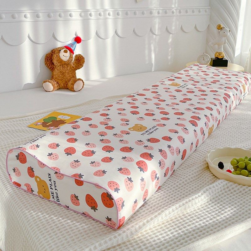 全棉高低乳胶枕专用纯棉长枕套双人波浪长款枕头套1.2m1.5米1米5