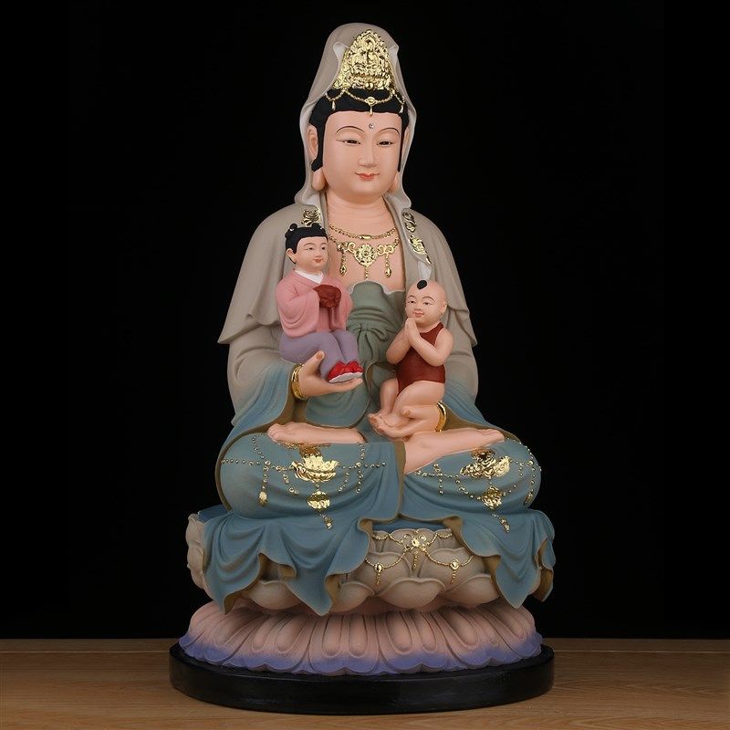 送子观音菩萨家用坐莲观音佛像普陀山求子保平安南海观世音摆件像