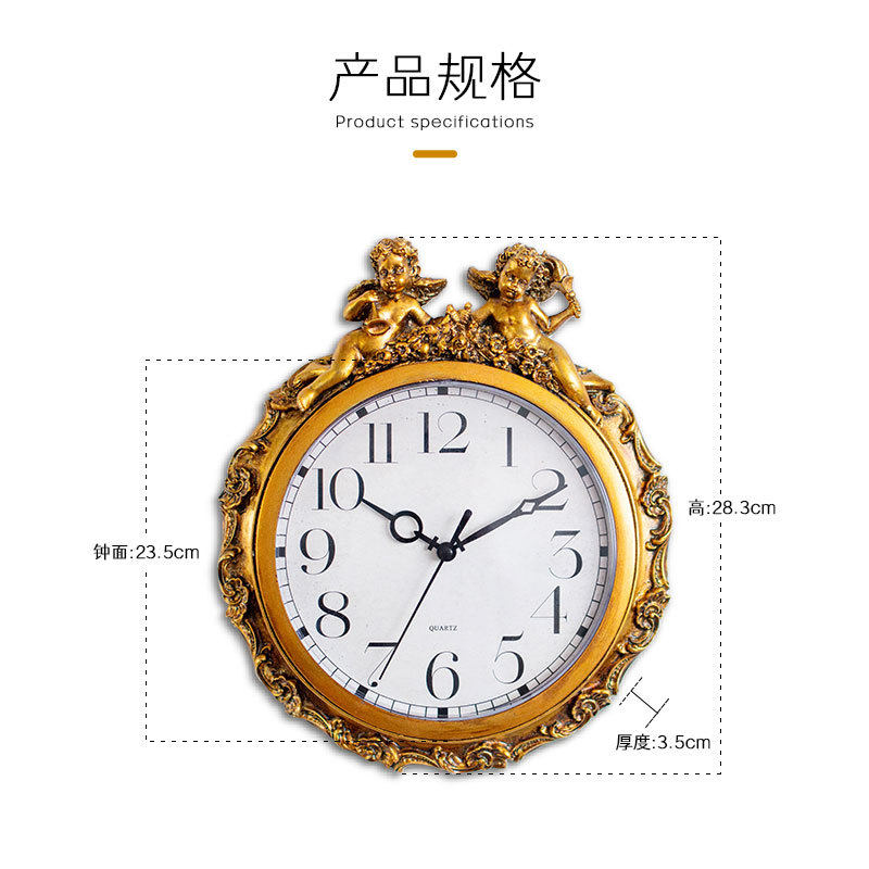 美式挂钟创意客厅卧室书房欧式复古时钟古典挂钟挂墙装饰挂画摆件