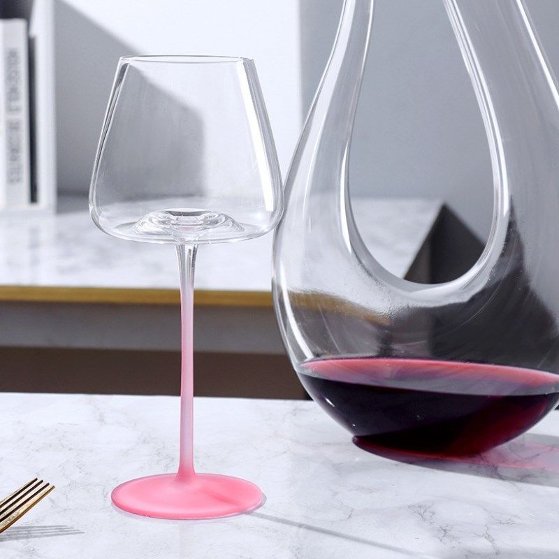 法式粉色佳人磨砂渐变粉杆高脚杯葡萄酒红酒杯香槟杯水晶玻璃杯子,餐饮具,葡萄酒/红酒杯,淘宝优惠券,粉丝福利购,淘宝优惠卷