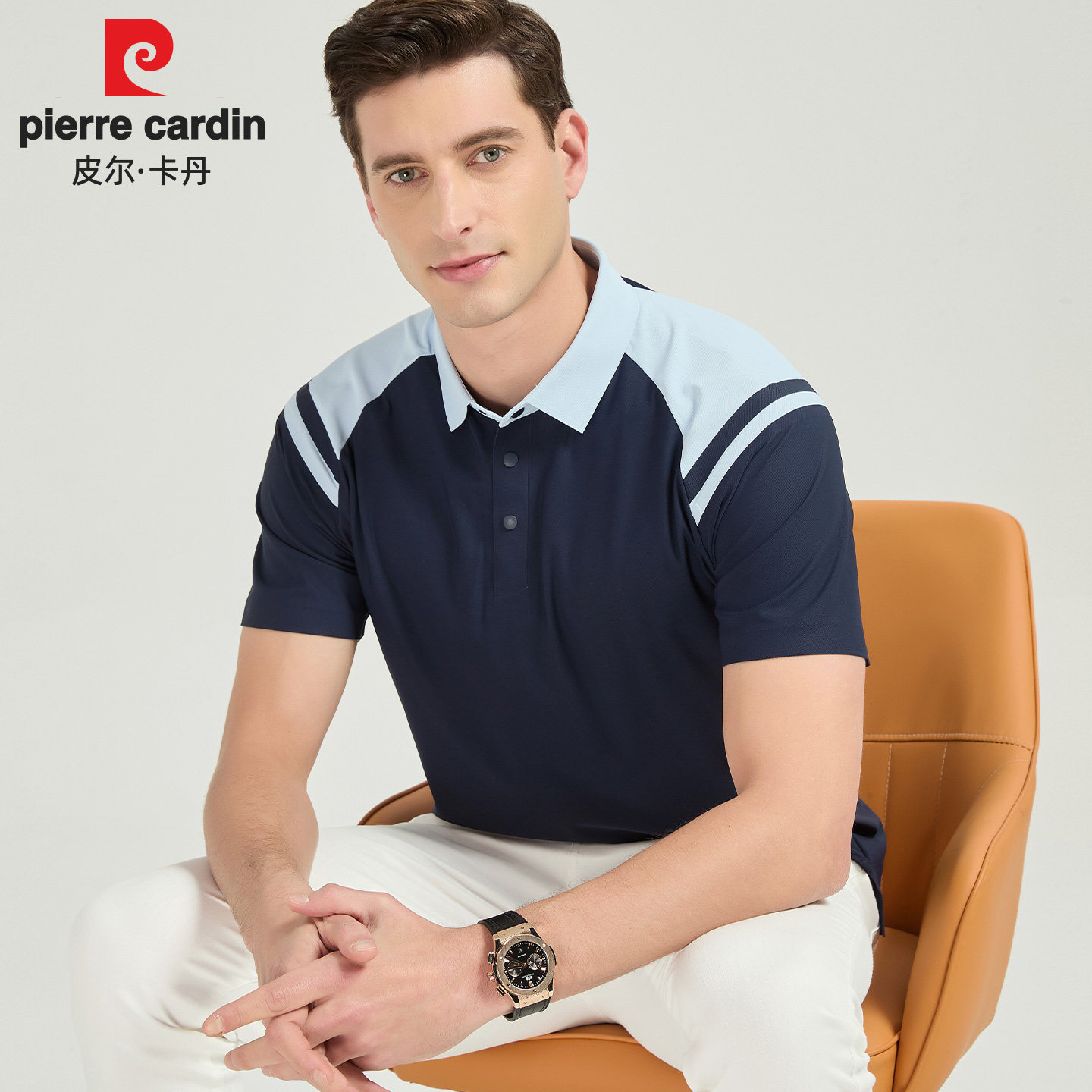 皮尔卡丹夏季冰丝短袖t恤男2026新款翻领运动速干高端polo衫体恤