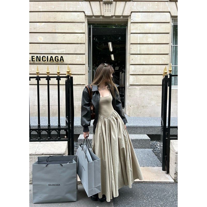 Xinlei Lin工装+轻芭蕾风的结合的气质挂脖连衣裙女春夏长裙子,女装/女士精品,连衣裙,淘宝优惠券,粉丝福利购,淘宝优惠卷