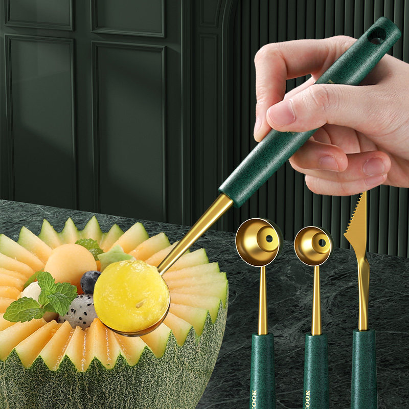 水果挖球器切西瓜神器不锈钢挖冰淇淋勺子水果分割雕花刀西瓜球勺