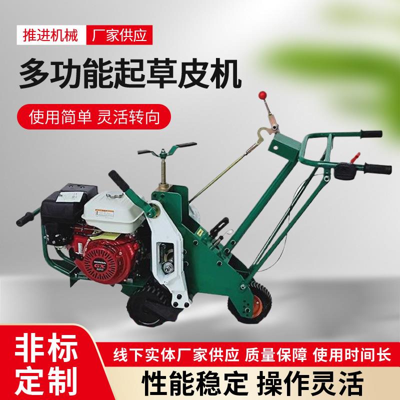 厂家手推式起草皮机汽油多功能草坪移植机小型自走式割草坪机