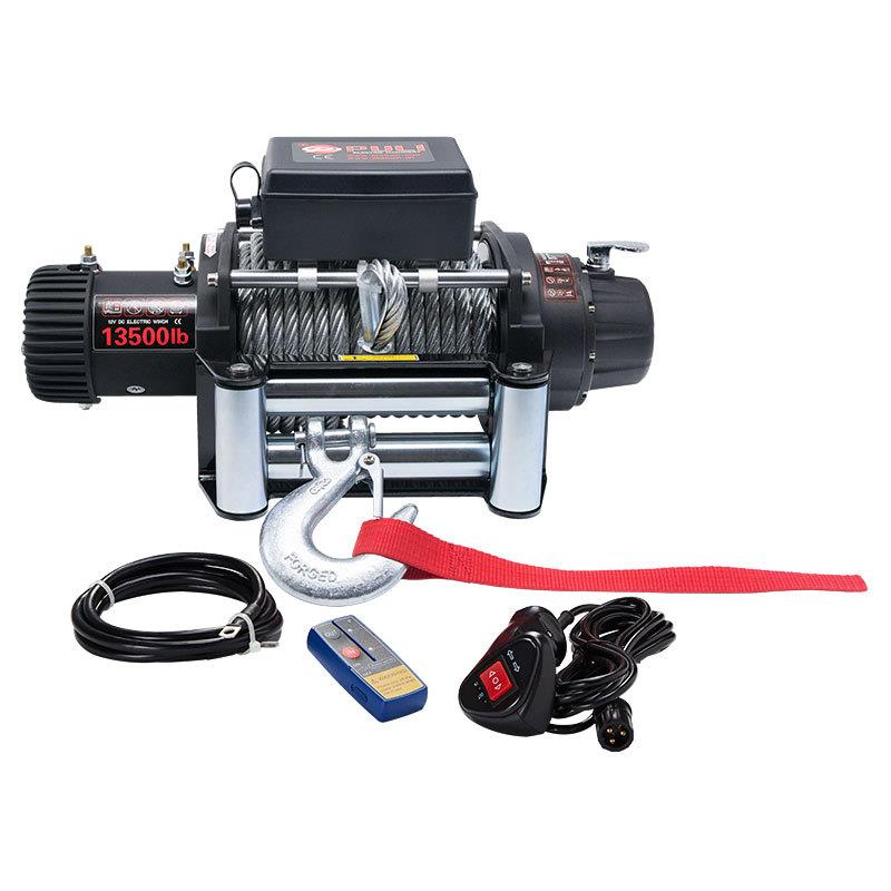 厂家直销13500磅钢丝绳汽车电动绞盘救援越野改装绞盘大拉力