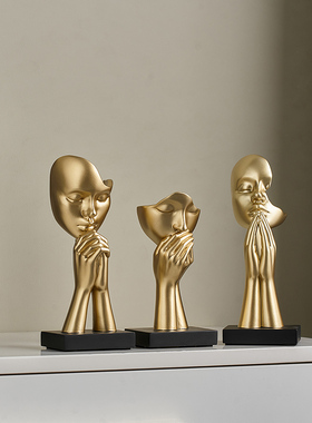 沉默是金艺术摆件高级抽象人物雕塑客厅桌面书房展示柜装饰工艺品