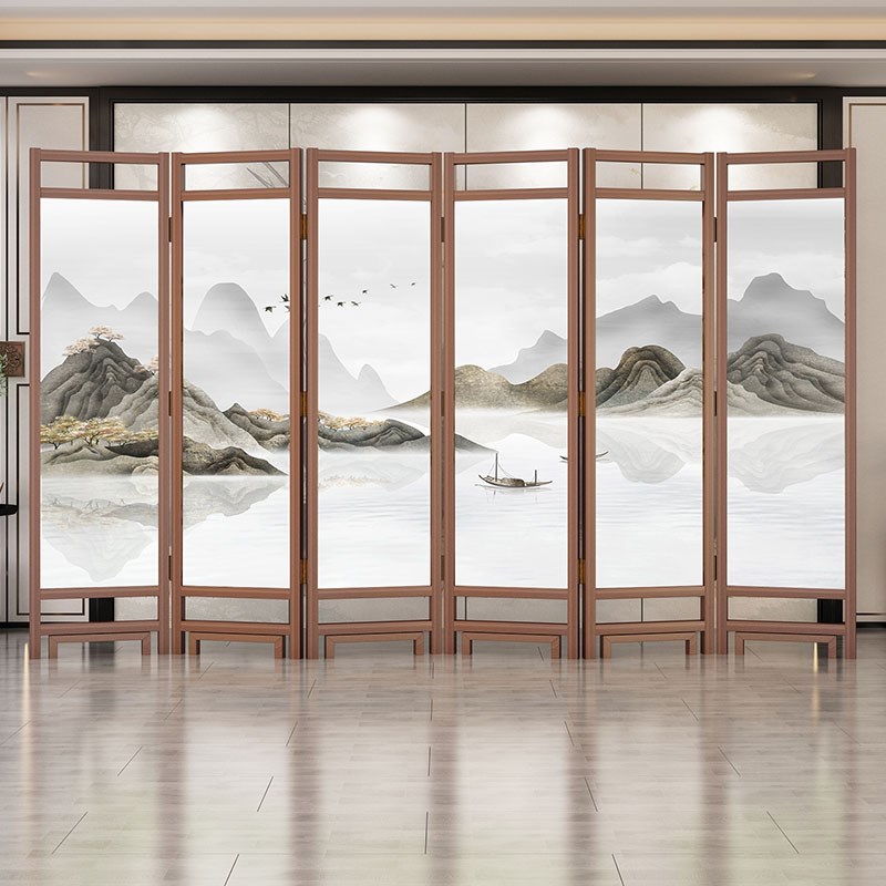 现代简约新中式实木屏风隔断客厅遮挡折叠移动卧室家用酒店办公室