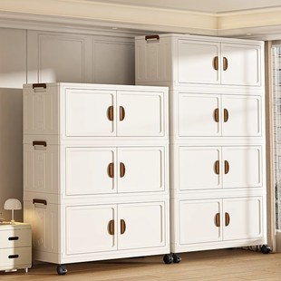 50-80cm可折叠儿童书柜收纳柜玩具储物箱宝宝简易衣橱厨房置物架