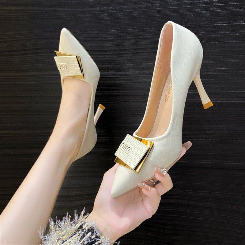 法式黑色高跟鞋女尖头细跟设计感小众气质名媛御姐单鞋高级感女鞋