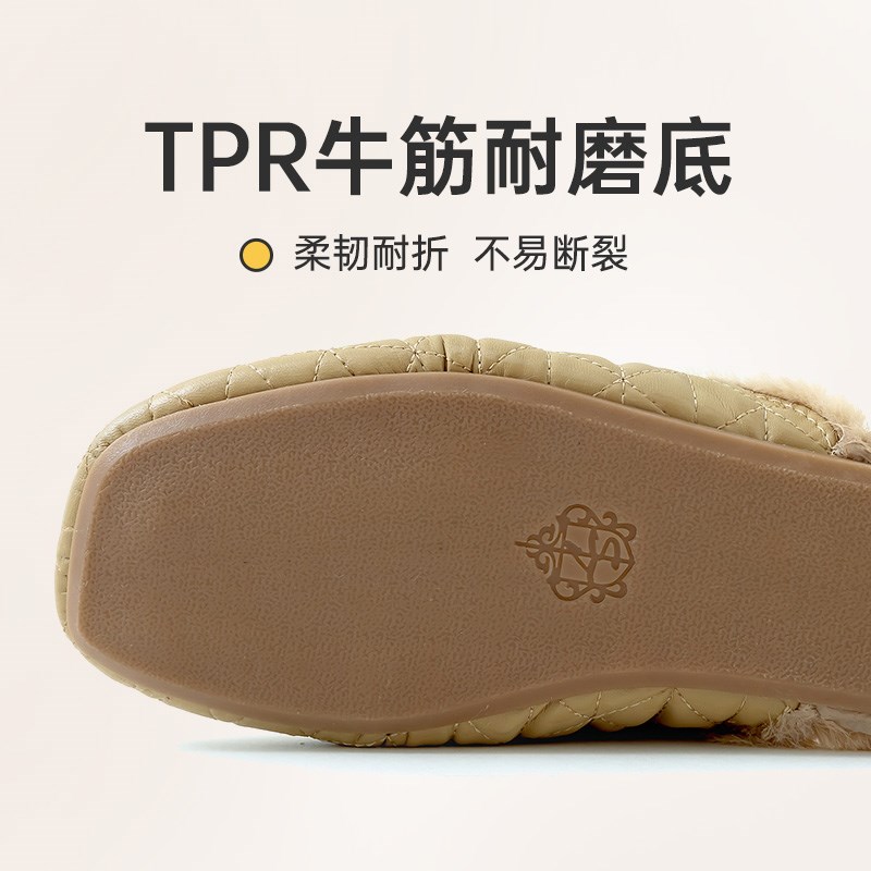 法式皮拖鞋情侣冬季牛筋底静音防滑防水保暖新款室内家居棉拖鞋女