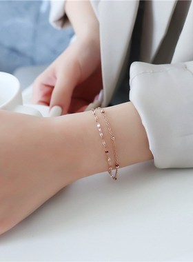 加长手链胖MM大码ins小众设计简约胖人粗手大号双层链条叠戴手镯