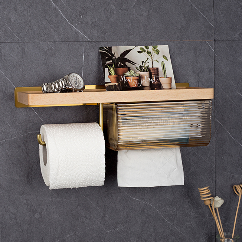 实木卫生间纸巾盒免打孔抽纸厕所洗手间卫生纸置物架浴室卷纸巾架