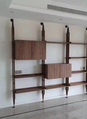 北美黑胡桃木置物架顶天立地cassina书架全实木隔断装饰架玄关架