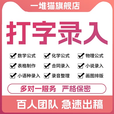 打字录入excel文档图片转换格式扫描word繁体英文排版试卷公式人