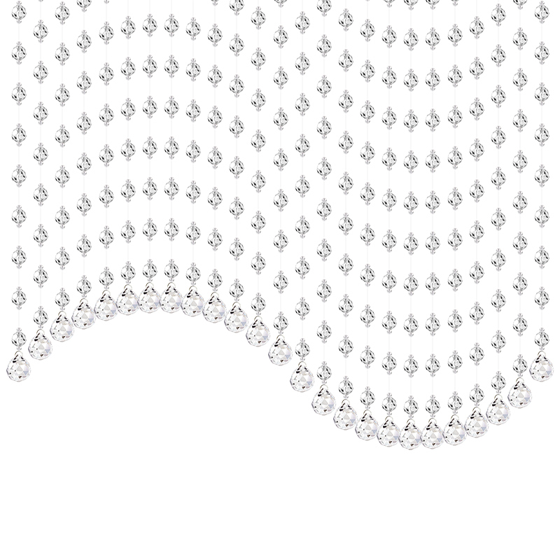 水晶帘子客厅过道珠帘隔断帘波浪装饰珠子家用玄关免打孔门帘挂帘