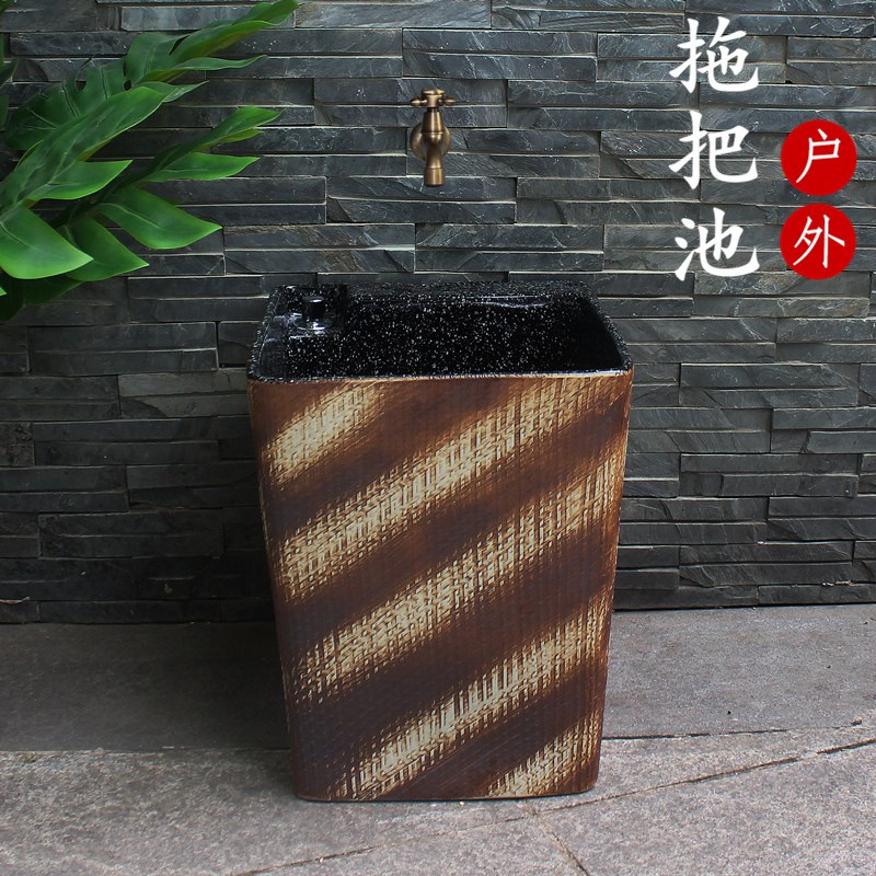 陶瓷拖把池阳台家用拖布池台控墩布池庭院一体方形洗拖地盆卫生间