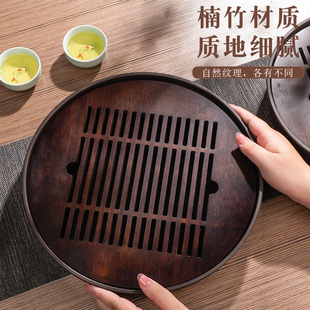 小型竹制储水式 茶盘家用2021新款 茶台茶具干泡台沥水托盘圆形茶海