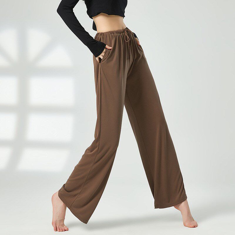 舞蹈裤女古典舞练功裤宽松显瘦铜氨丝腿长直筒裤现代民族舞阔腿裤