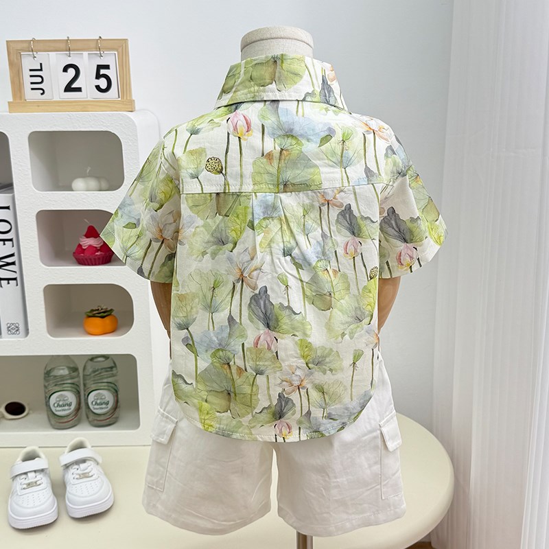 男童花衬衫套装2025新款儿童夏装宝宝海边沙滩服小男孩三亚夏威夷