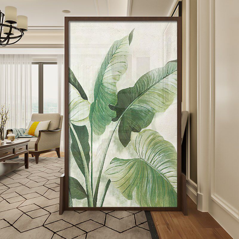 欧式美式实木屏风隔断p装饰简约现代玄关客厅定制植物花卉移动座