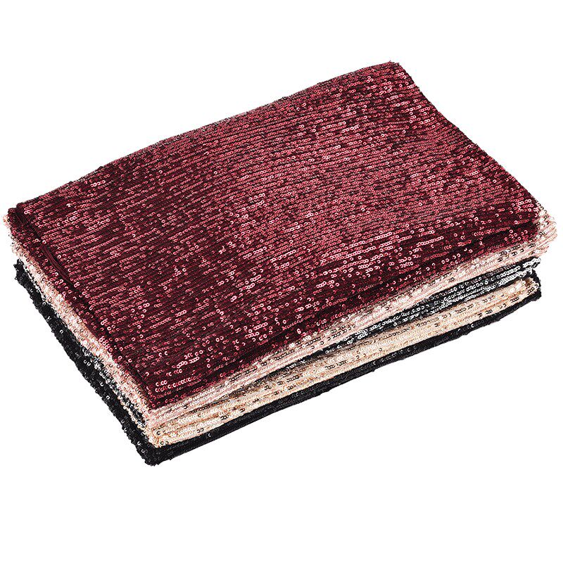 亮片布料锦氨网珠片绣弹力布 迪拜服装面料时装布 加密珠片披肩布