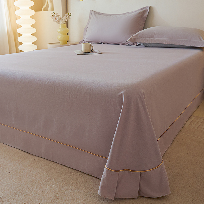 加厚磨毛床单单件纯棉100全棉纯色被单2024新款秋冬季单人三件套
