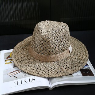 新款巴拿马草帽大码男士大头围天然草编织大檐礼帽女遮阳防晒