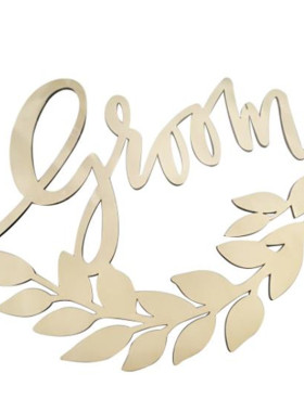 森系婚礼装饰新娘新郎椅背Bride Groom字母标志挂牌结婚道具标识