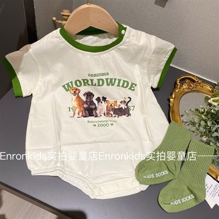 韩版 百天周岁爬服 男女宝宝夏天包屁衣新生儿可爱三角哈衣婴儿薄款