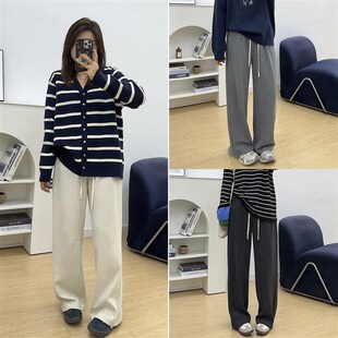 宛宛大码胖MM糯米裤女秋冬新款垂感窄版直筒宽松慵懒小个子阔腿裤