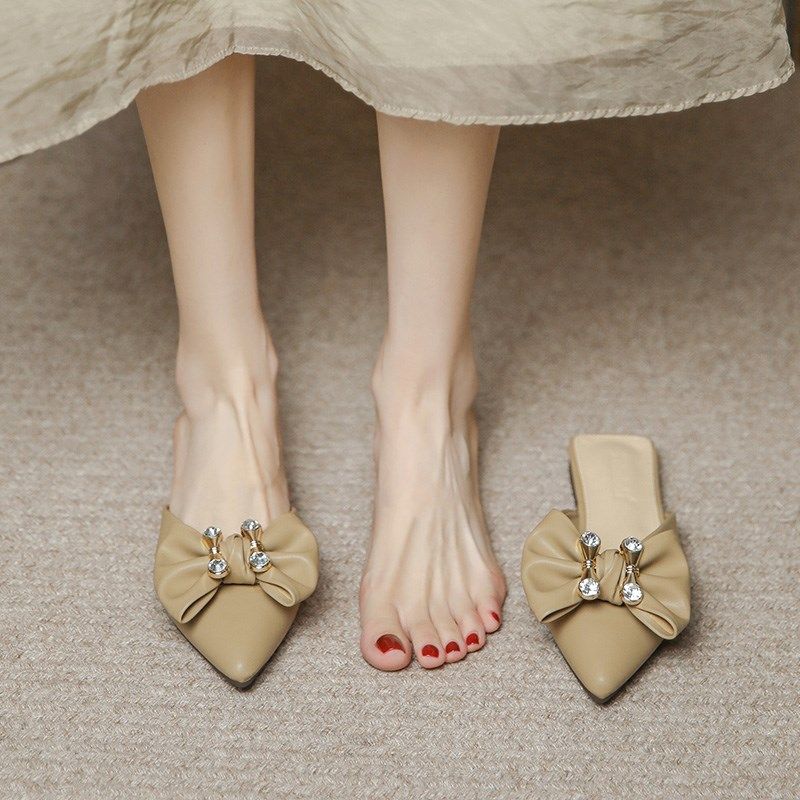 包头凉鞋半拖鞋女夏季2024年新款尖头软底单鞋平底孕妇懒人凉拖鞋,女鞋,包头拖,淘宝优惠券,粉丝福利购,淘宝优惠卷