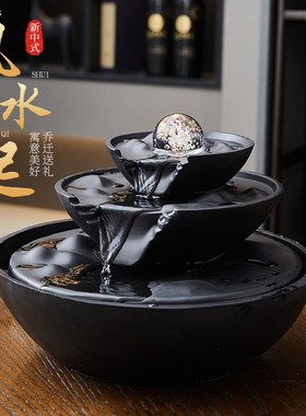 假山流水摆件循环水喷泉生财客厅茶室装饰现代办公室前台造景招财