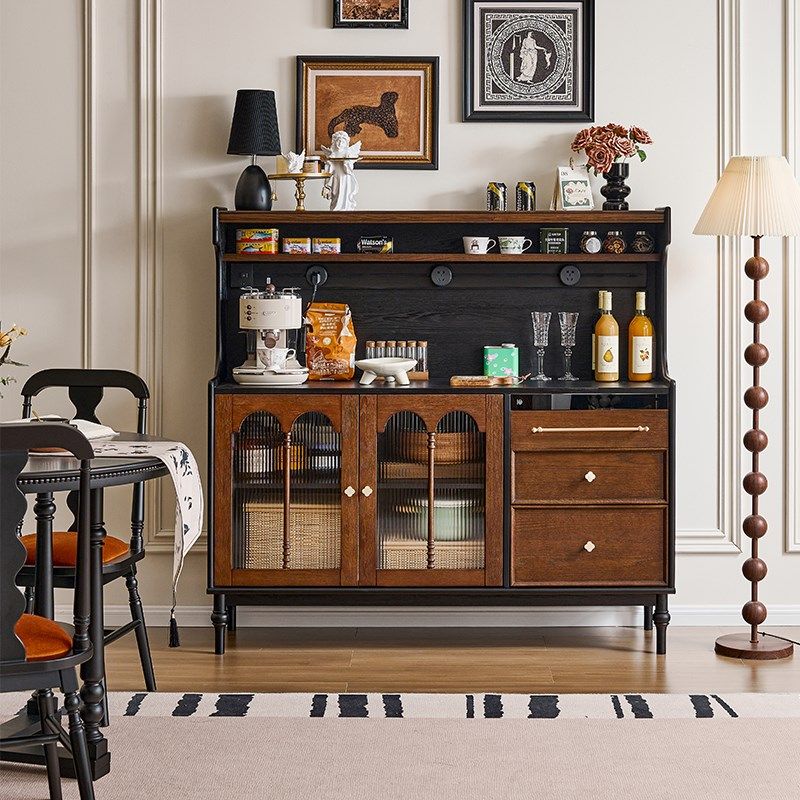法式中古风全实木餐边柜客厅美式小户型酒柜靠墙一体储物柜咖啡柜,住宅家具,餐边柜,淘宝优惠券,粉丝福利购,淘宝优惠卷