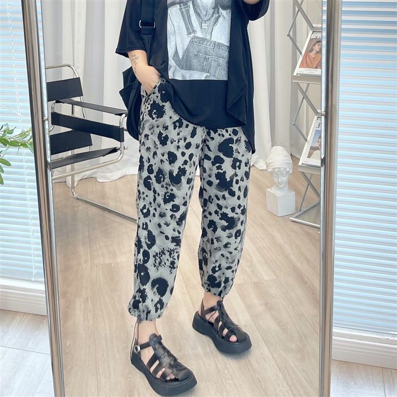 大码雪纺裤收口八分印花裤200斤胖mm大码束脚裤九分沙滩裤灯笼裤,女装/女士精品,大码裤装,淘宝优惠券,粉丝福利购,淘宝优惠卷