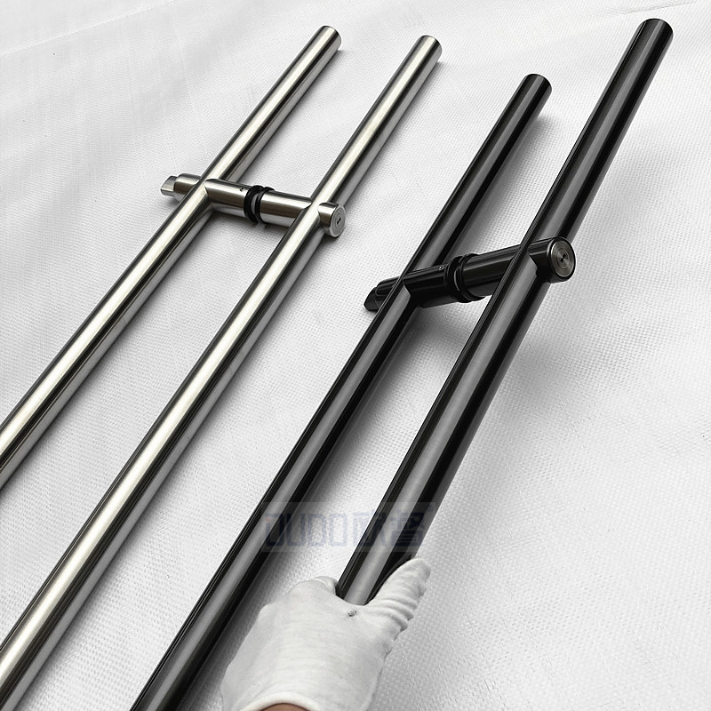 自带锁黑色办公室/店商铺304不锈钢玻璃门拉手有地锁拉手大门把手