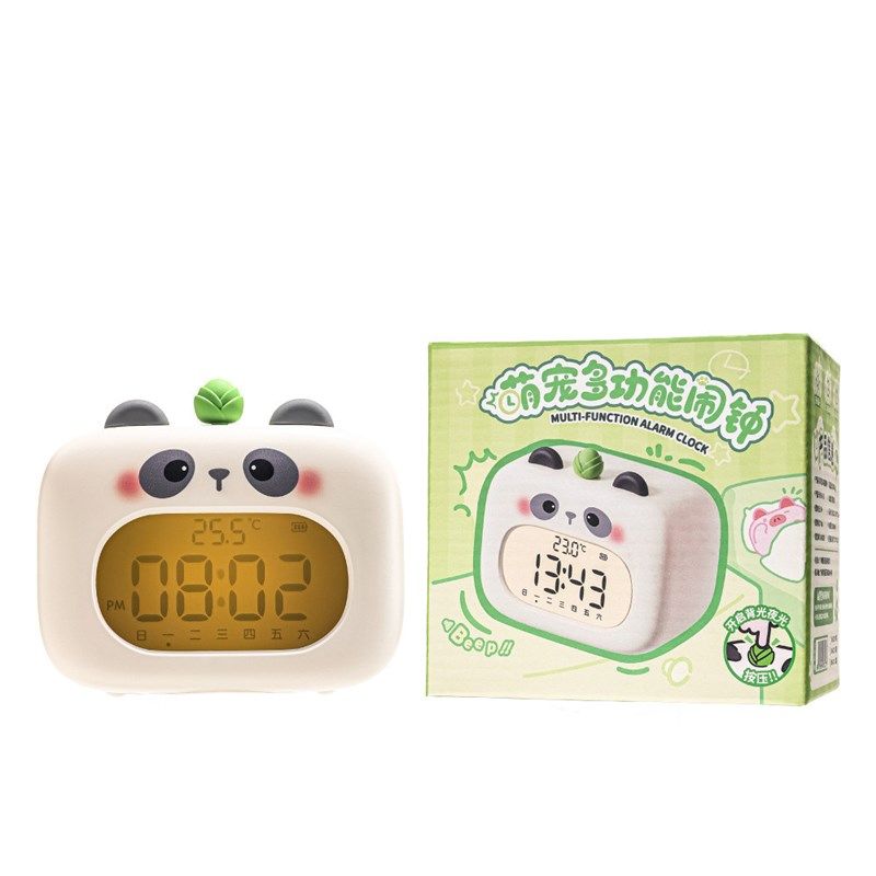 萌宠多功能闹钟计时器双音闹钟卡通学生宿舍女孩桌面时钟多功能起